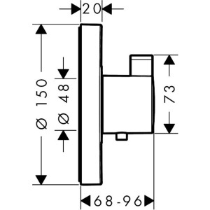 Смеситель Hansgrohe ShowerSelect S 15741000 - схема с размерами