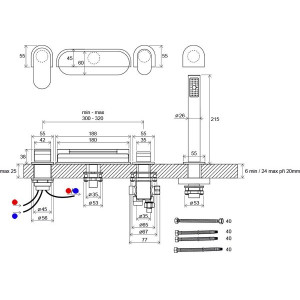Смеситель Ravak CR 025.00 X070073 - схема с размерами
