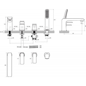 Смеситель Ravak FL 026.00 X070120 - схема с размерами