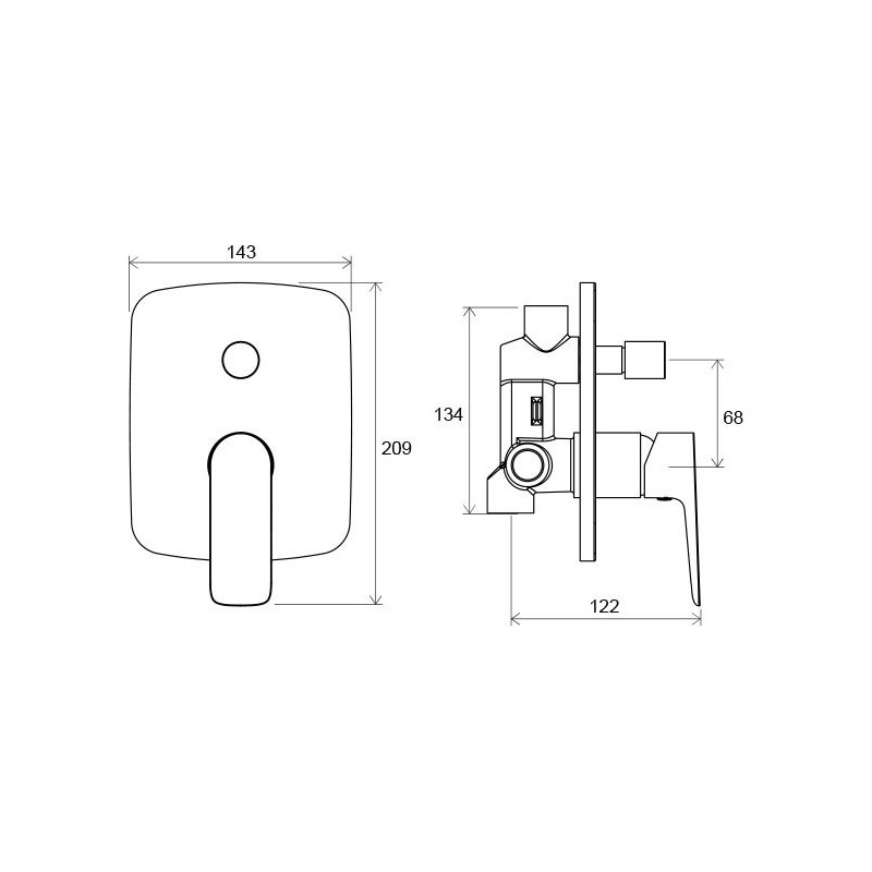 Смеситель Ravak CL 061.00 X070086 - схема с размерами