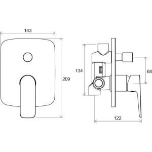 Смеситель Ravak CL 061.00 X070086 - схема с размерами