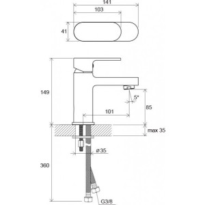 Смеситель Ravak CR 012.00 X070041 - схема с размерами