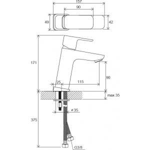 Смеситель Ravak TD F 014.00 X070129 - схема с размерами