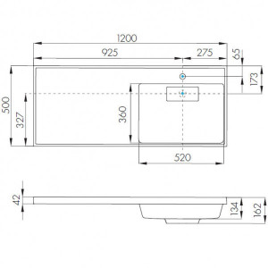 Чертёж умывальника Акватон Лондри 120 R