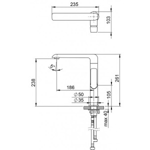 Смеситель Ravak FL 016.00 X070125 - схема с размерами