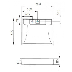 Чертёж умывальника Акватон Рейн 60