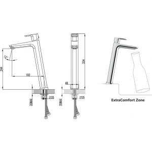Смеситель Ravak TD 015.00 X070091 - схема с размерами