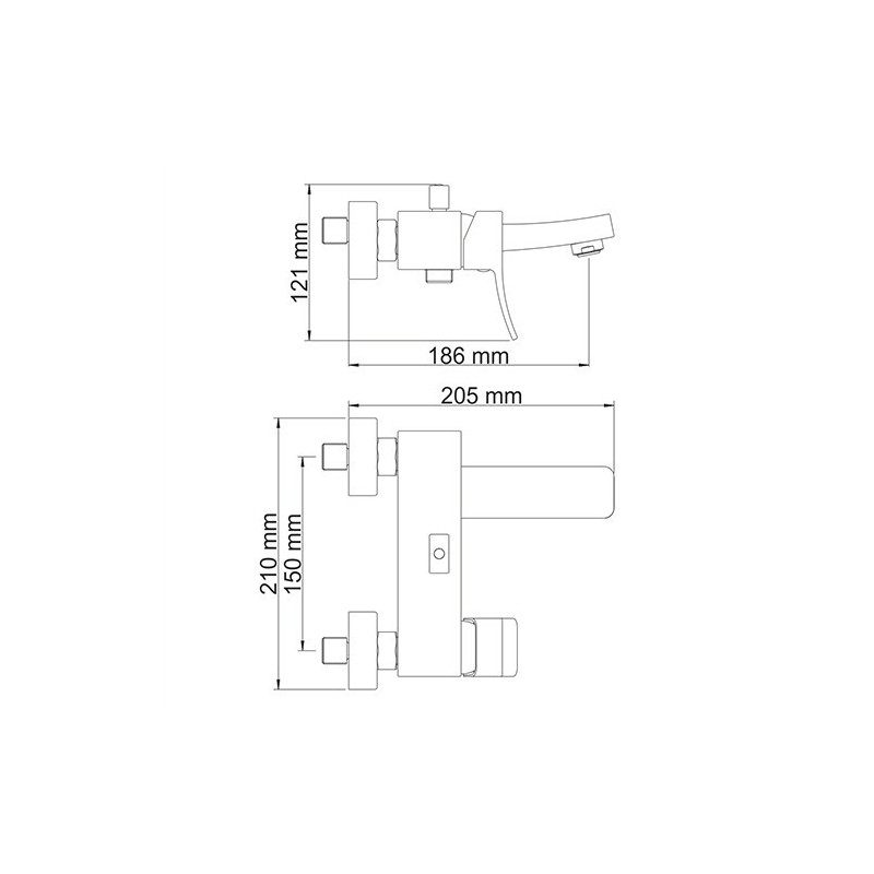 Смеситель Wasserkraft Aller 1061 - схема с размерами