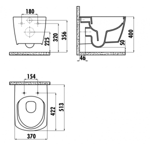 Схема унитаза подвесного Creavit EG321-11CB00E-0000