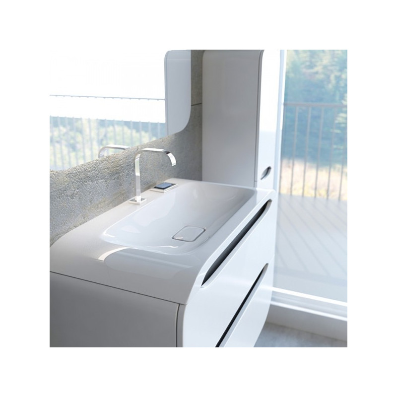 Фото сбоку в интерьере умывальника Andrea Neon 800