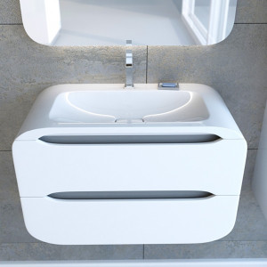 Фото спереди в интерьере умывальника Andrea Neon 800