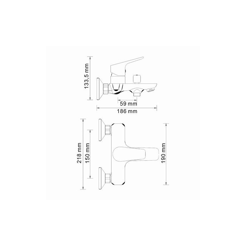 Смеситель Wasserkraft Lippe 4501 - схема с размерами