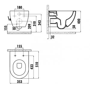 Схема унитаз подвесной Creavit FE322-34CB00E-0002