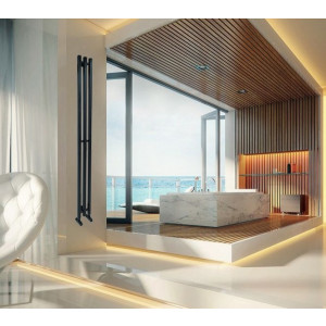 Полотенцесушитель Ростела Слим 180х1500/4 НП (1/2") черный в интерьере