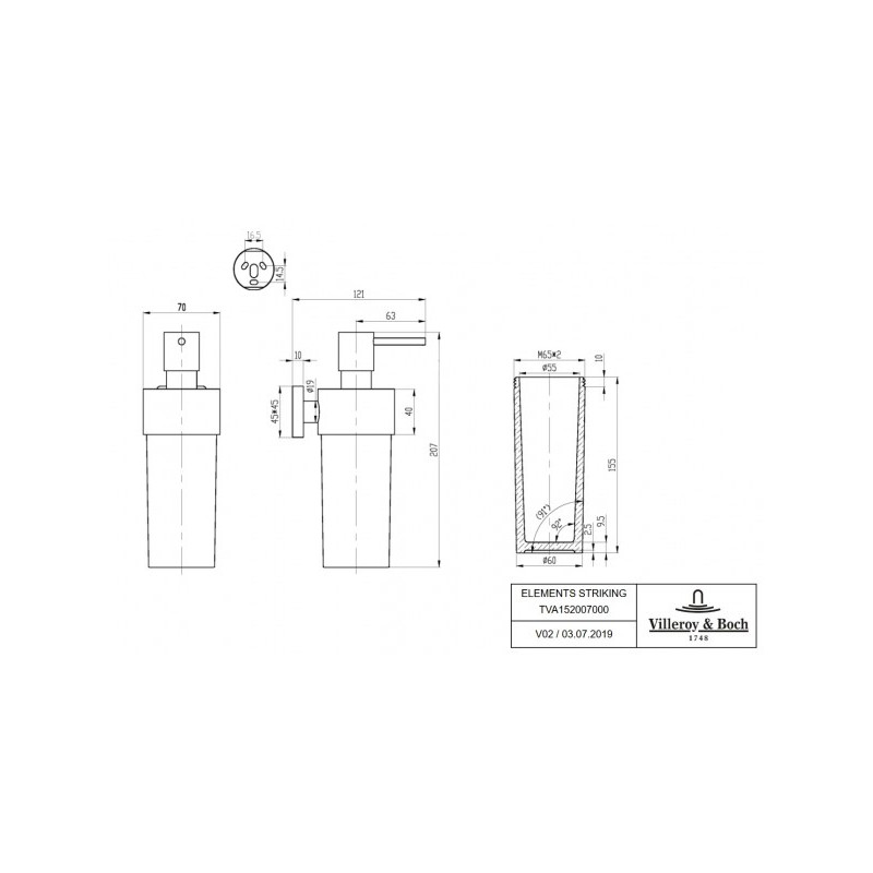 Дозатор жидкого мыла Villeroy & Boch Elements TVA15200700061 - c[tvf c hfpvthfvb