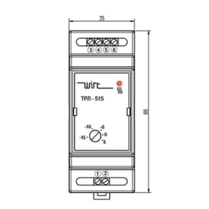 Терморегулятор Wirt ТРЛ-515 - чертеж с размерами спереди