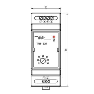 Терморегулятор Wirt ТРЛ-535 - чертеж с размерами вид спереди