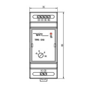 Терморегулятор Wirt ТРЛ-510 чертеж с размерами вид спереди