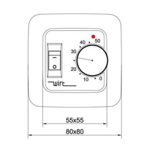 Терморегулятор Wirt ТРЛ-02 - схема с размерами спереди