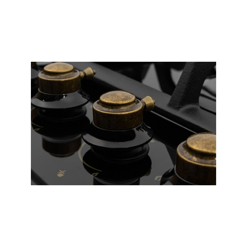 Газовая варочная панель ZorG Technology BLC FDW Rustical + Black с поворотными переключателями в стиле рустик