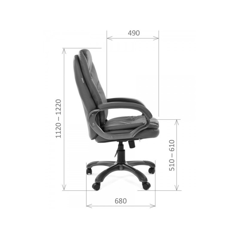 Кресло компьютерное Chairman 668 черный размеры сбоку