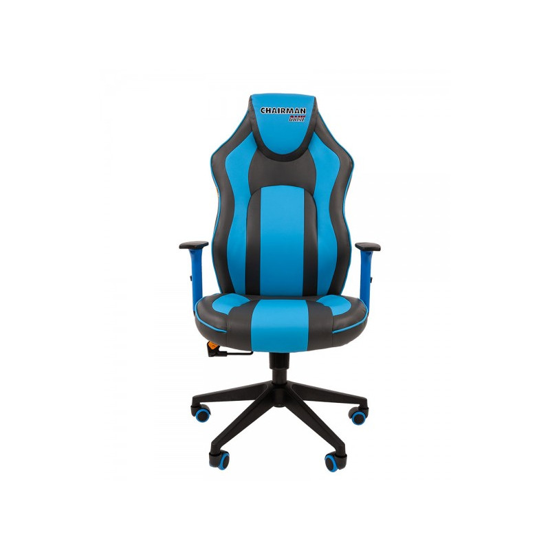 Кресло геймерское Chairman Game 23 серый/голубой вид спереди