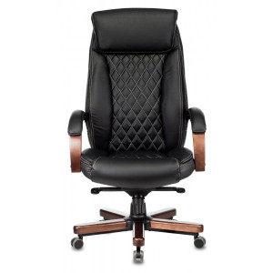 Кресло компьютерное Бюрократ T-9924WALNUT черный вид спереди