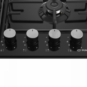 Газовая варочная панель Maunfeld EGHE.64.3STS-EB/G Black с ручками из жаростойкого пластика