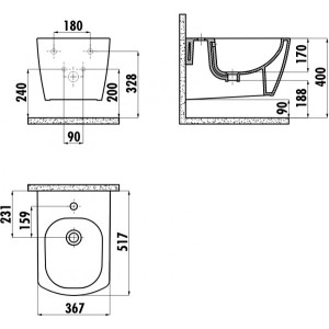 Чертёж биде Creavit Elegant EG510-00CB00E-0000