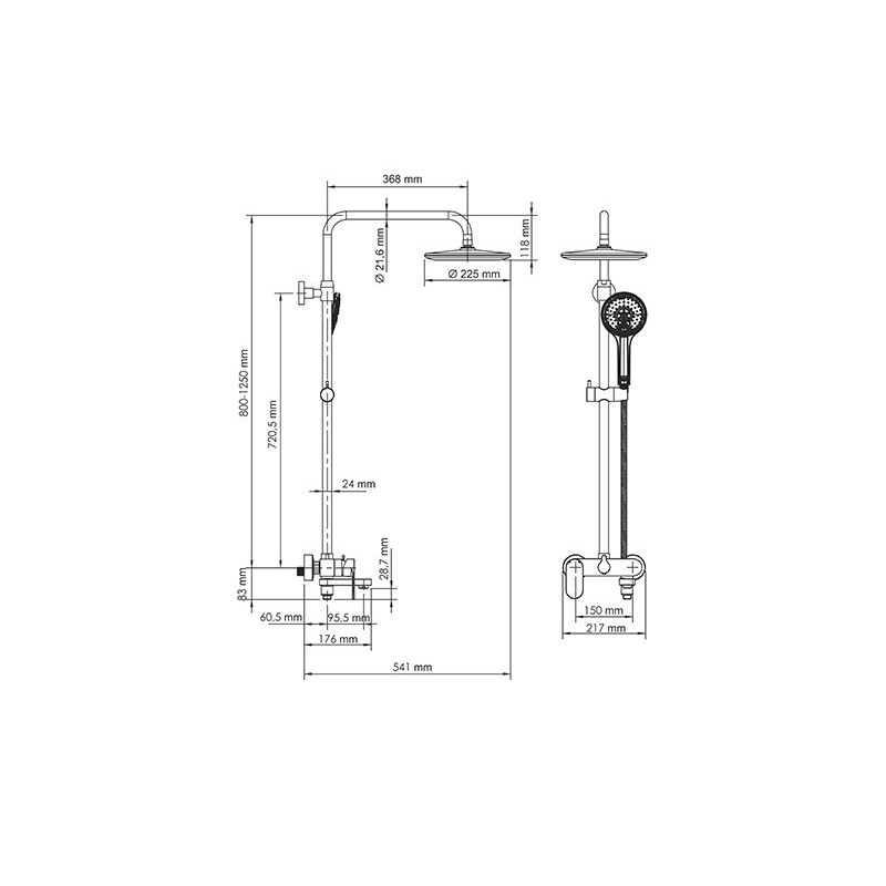 Чертёж душевой системы WasserKRAFTA18501