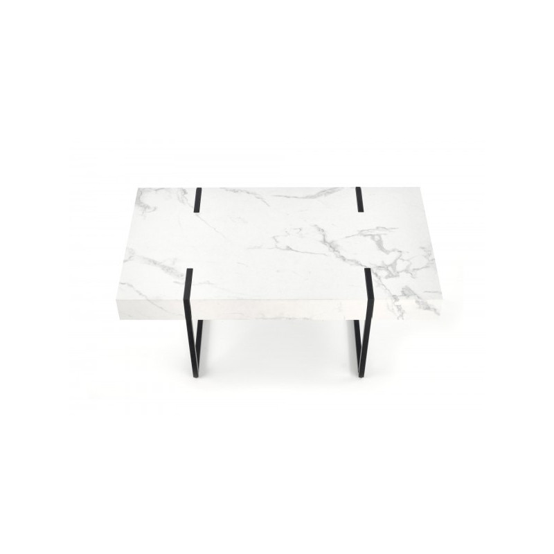 Журнальный столик Halmar Blanca белый мрамор/черный вид сверху