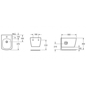 Чертёж биде Lavinia Boho Aveo 33060050