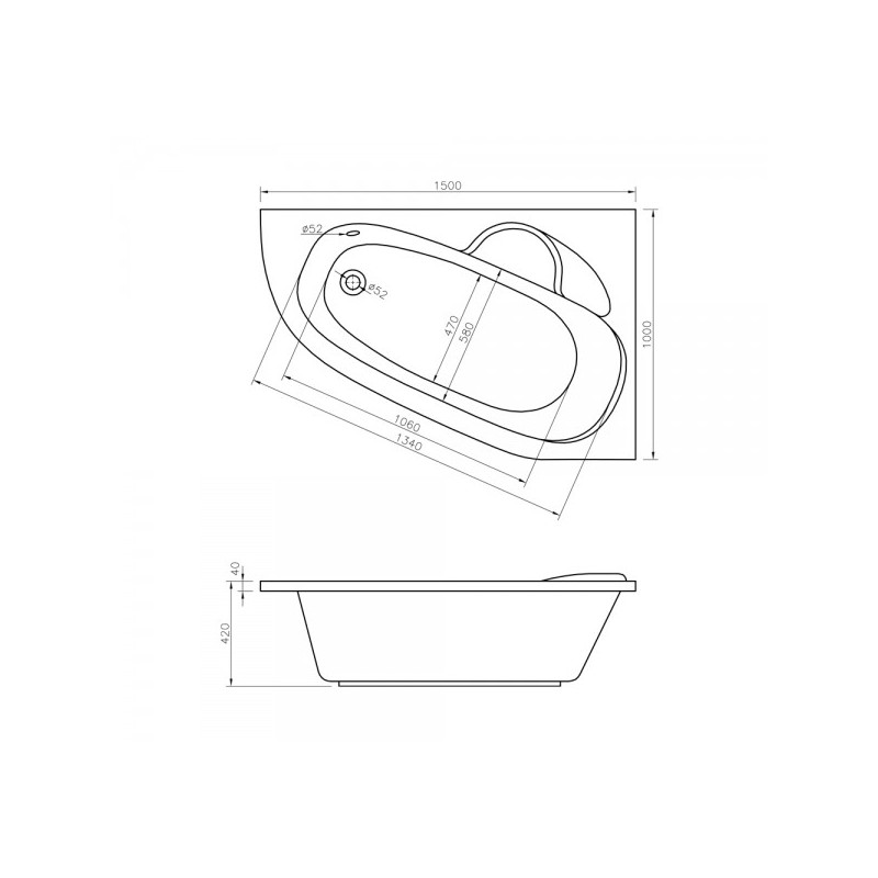 Ванна акриловая Lavinia Boho Bell Pro 150x100 R (c подголовником и сиденьем)