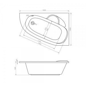 Ванна акриловая Lavinia Boho Bell Pro 160x105 L (c подголовником) схема