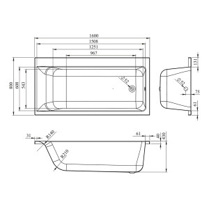 Ванна акриловая Lavinia Boho Catani 160x80 R схема