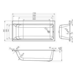 Ванна акриловая Lavinia Boho Catani 170x80 R схема