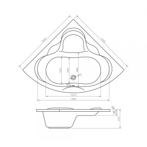 Ванна акриловая Lavinia Boho Elegant 140x140 схема