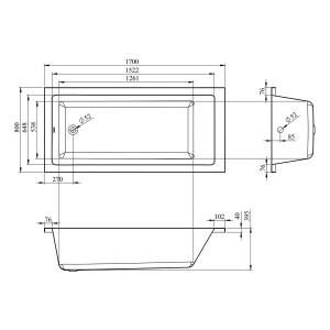 Ванна акриловая Lavinia Boho Element 170x80 (с подголовником) схема