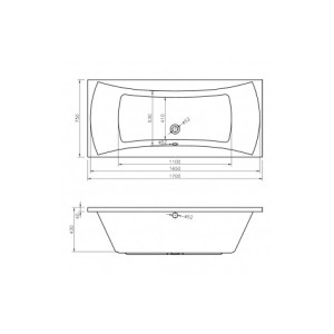 Ванна акриловая Lavinia Boho Evan 170x75 (с подлокотниками) схема