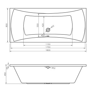 Ванна акриловая Lavinia Boho Evan 180x80 схема