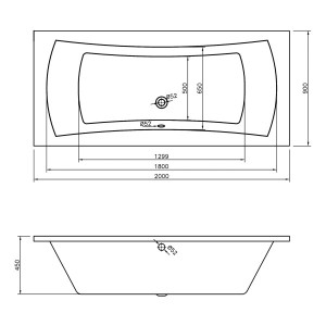 Ванна акриловая Lavinia Boho Evan 200x90 схема