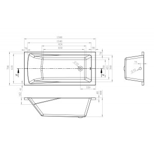 Ванна акриловая Lavinia Boho One 150x70 (с подголовником) схема