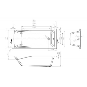 Ванна акриловая Lavinia Boho One 170x75 схема