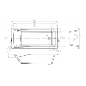 Ванна акриловая Lavinia Boho One 180x80 схема