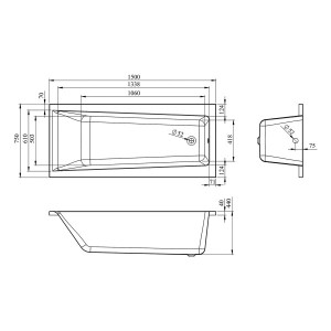 Ванна акриловая Lavinia Boho Rock 150x75 схема