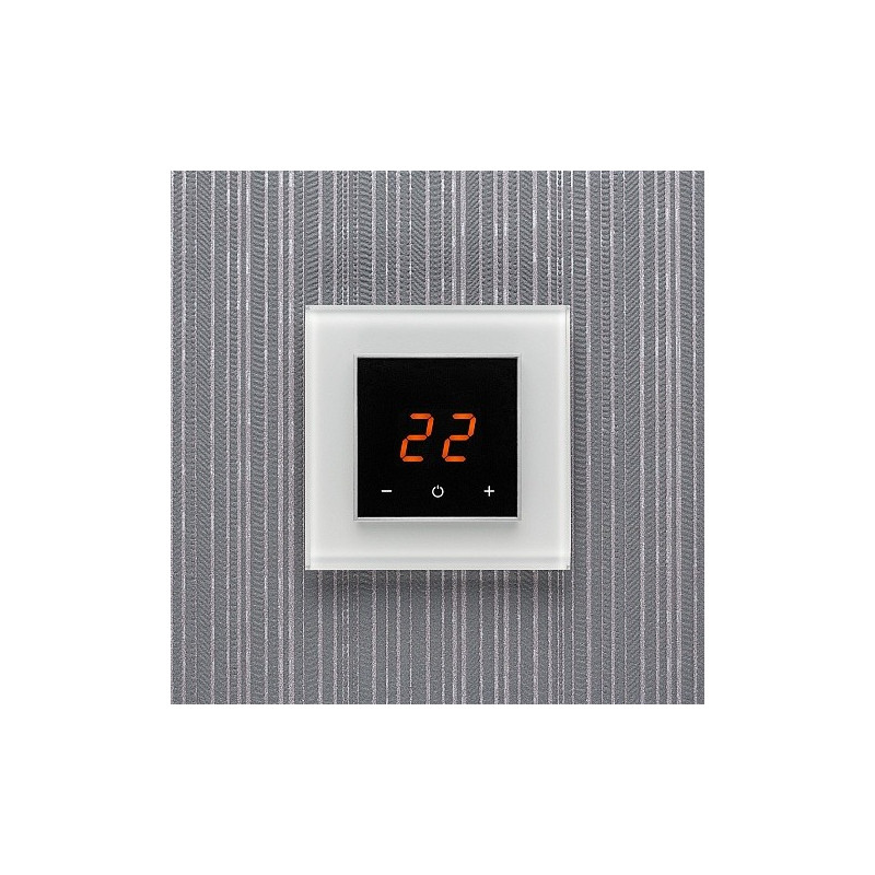 Терморегулятор DeLUMO Orto 9003 White Pure на темной стене
