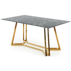 Кухонный стол Halmar Konami черный мрамор/золотой