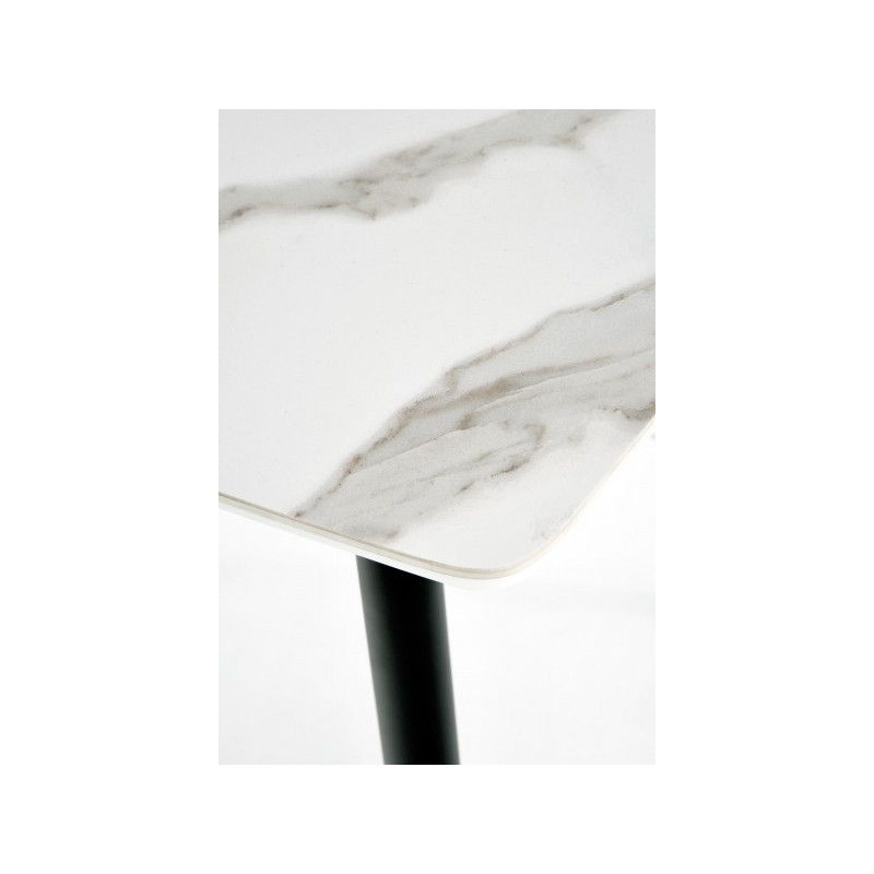 Кухонный стол Halmar Marco белый мрамор/черный расцветка