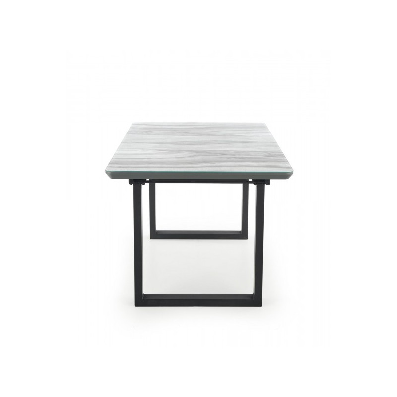 Кухонный стол Halmar Marley белый мрамор/черный вид сбоку
