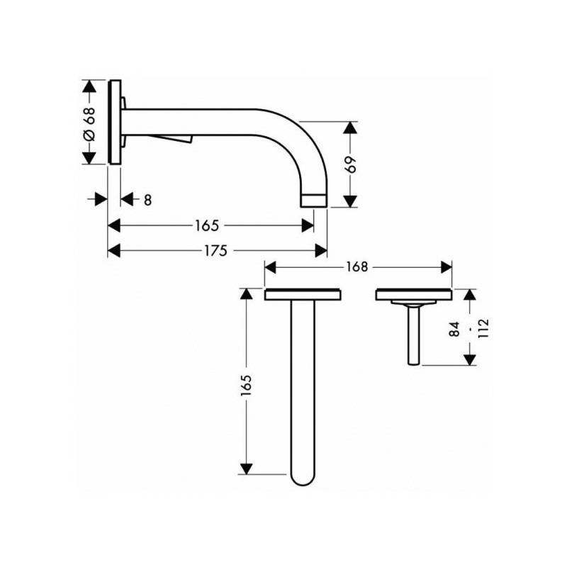 Смеситель Axor Uno 38113000 - размер